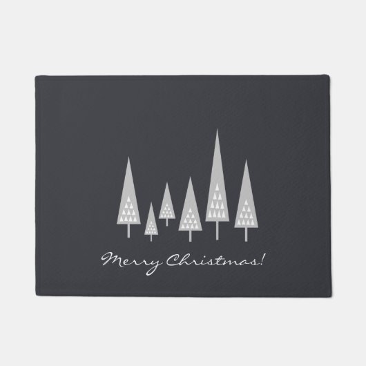 モダンなクリスマスツリーのメリークリスマス ドアマット (正面)