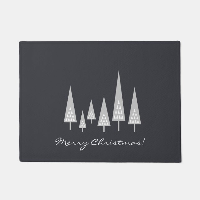 モダンなクリスマスツリーのメリークリスマス ドアマット (正面)