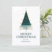 モダンなクリスマスツリーの写真をカスタマイズ シーズンカード (スタンド正面)