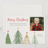 モダンなクリスマスツリーの写真カード シーズンカード (正面/裏面)
