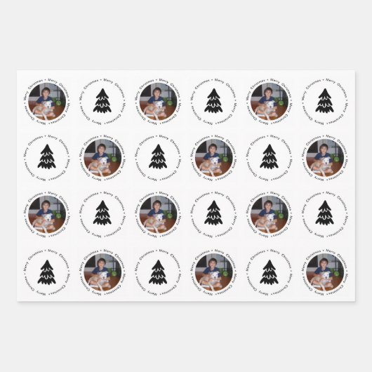 モダンなクリスマスツリーの写真柄 ラッピングペーパーシート (正面3)