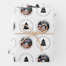 モダンなクリスマスツリーの写真柄 ラッピングペーパーシート