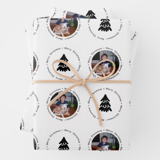 モダンなクリスマスツリーの写真柄 ラッピングペーパーシート (インサイチュ)