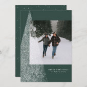 モダンなクリスマスツリーの写真1枚 グリーン シーズンカード (正面/裏面)