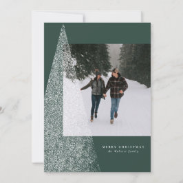 モダンなクリスマスツリーの写真1枚 グリーン シーズンカード