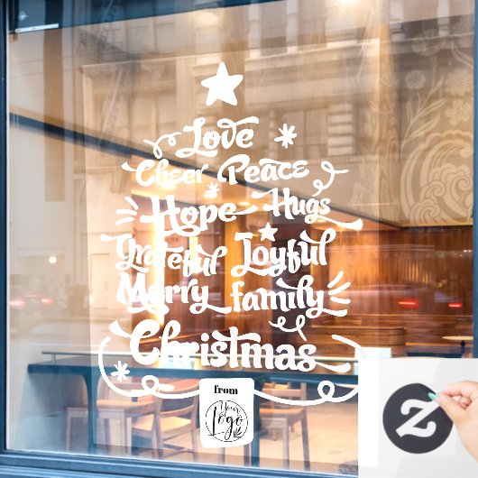 モダンなクリスマスツリーの名言 タイポグラフィーロゴ ウィンドウサイン (カフェ窓)