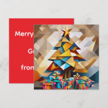 モダンなクリスマスツリーの抽象画 フラットカード