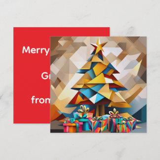 モダンなクリスマスツリーの抽象画 フラットカード