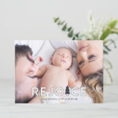 モダンなクリスマスツリーの歓喜のホリデーカード シーズンカード (スタンド正面)