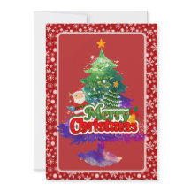 モダンなクリスマスツリーの絵 カラフル