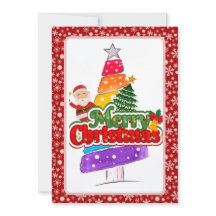 モダンなクリスマスツリーの絵 - カラフル