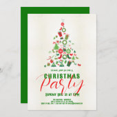 モダンなクリスマスツリーパーティーの招待状 招待状 (正面/裏面)