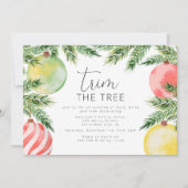 モダンなクリスマスツリー飾りつけパーティー 招待状 (正面)