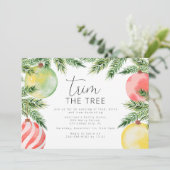 モダンなクリスマスツリー飾りつけパーティー 招待状 (スタンド正面)