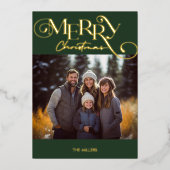 モダンなクリスマスツリー グリーン プライド ミニマルな雰囲気の１枚の写真 箔シーズンカード (正面)