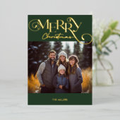 モダンなクリスマスツリー グリーン プライド ミニマル 1枚の写真 箔シーズンカード (立ち正面)
