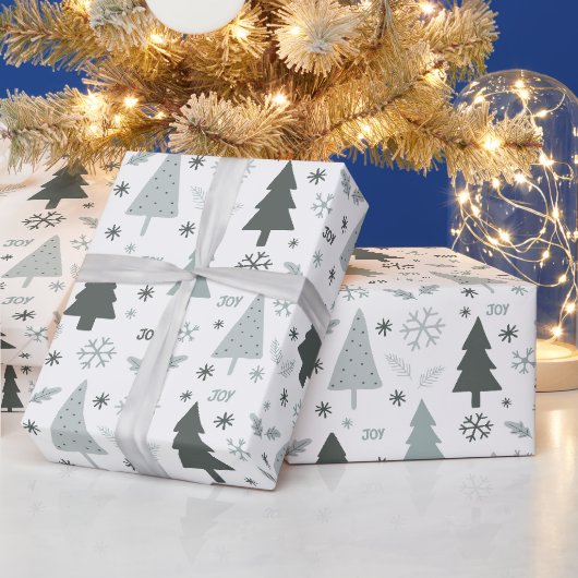 モダンなクリスマスツリー グレー ラッピングペーパー (クリスマス)