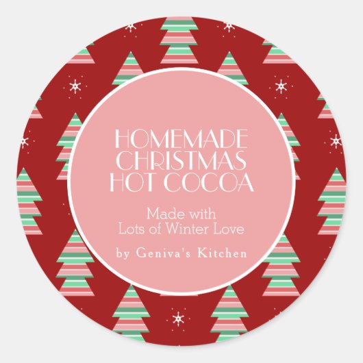 モダンなクリスマスツリー ココア 自家製ミックス ラウンドシール (正面)