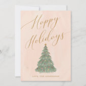 モダンなクリスマスツリー ゴールドカリグラフィー シーズンカード (正面)