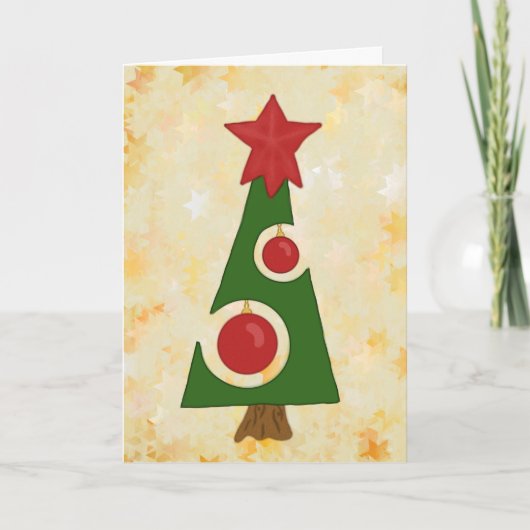 モダンなクリスマスツリー シーズンカード (正面)