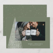 モダンなクリスマスツリー　セージグリーン　ワンフォト シーズンカード (正面/裏面)