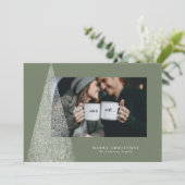 モダンなクリスマスツリー　セージグリーン　ワンフォト シーズンカード (スタンド正面)