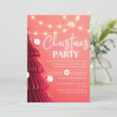 モダンなクリスマスツリー ネオンピンクのクリスマスパーティー 招待状 (スタンド正面)
