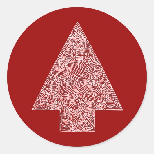 モダンなクリスマスツリー ラウンドシール (正面)