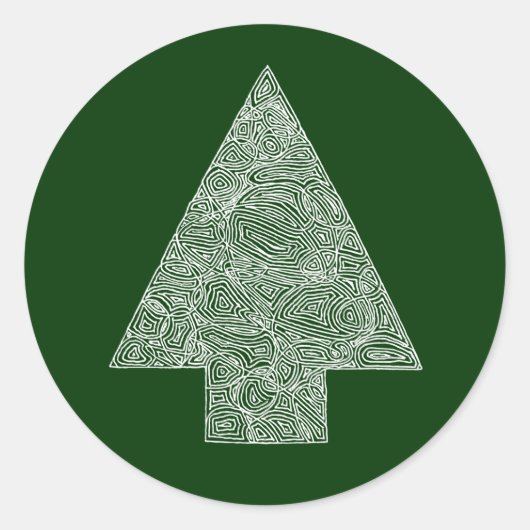 モダンなクリスマスツリー ラウンドシール (正面)
