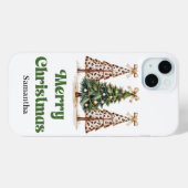 モダンなクリスマスツリー 緑 金 レオパード柄 Case-Mate iPhoneケース (裏面 (横))