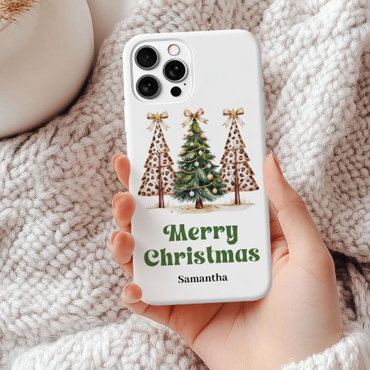 モダンなクリスマスツリー 緑 金 レオパード柄 Case-Mate iPhoneケース