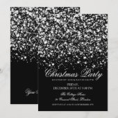 モダンなクリスマスパーティー シルバー ミッドナイト グラム 招待状 (正面/裏面)