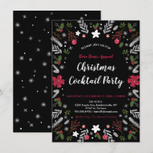 モダンなクリスマスパーティー、ホリデーパーティーの招待状