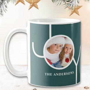 モダンなクリスマスフォトグリーン コーヒーマグカップ