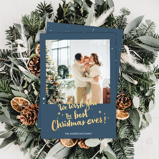 モダンなクリスマスホリデーカード 箔シーズンカード