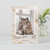 モダンなクリスマスホリデーシーズンの家族写真 シーズンカード (スタンド正面)