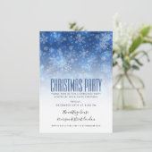 モダンなクリスマスホリデーパーティー 青と白 招待状 (スタンド正面)