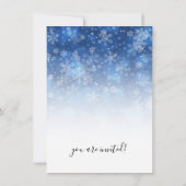 モダンなクリスマスホリデーパーティー 青と白 招待状 (裏面)