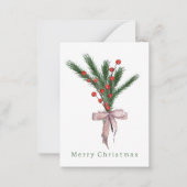 モダンなクリスマスボタニカルグリーン ノートカード (正面)