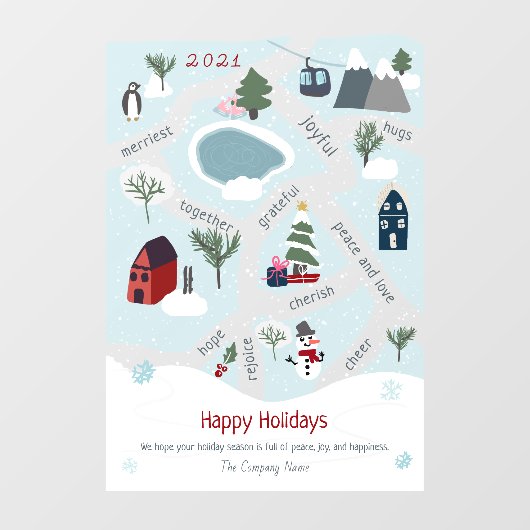 モダンなクリスマスマップの物語を伝えるイラスト ウィンドウサイン (シート)