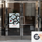 モダンなクリスマスマップの物語を伝えるイラスト ウィンドウサイン (オフィスドア)