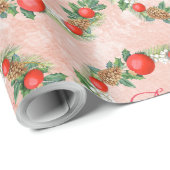 モダンなクリスマスリース 赤と緑の文字の装飾 ラッピングペーパー (ロールコーナー)