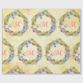 モダンなクリスマスリース 赤と黄色の文字のポップなデザイン ラッピングペーパー (フラット)