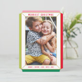 モダンなクリスマス写真のカラーブロックボーダー シーズンカード (スタンド正面)