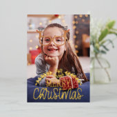モダンなクリスマス写真のホイル 箔シーズンカード (立ち正面)