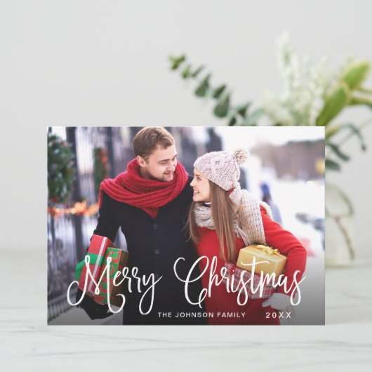 モダンなクリスマス写真グリーティング シーズンカード (スタンド正面)