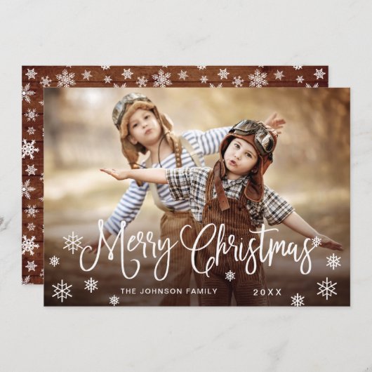 モダンなクリスマス写真グリーティング シーズンカード (正面/裏面)