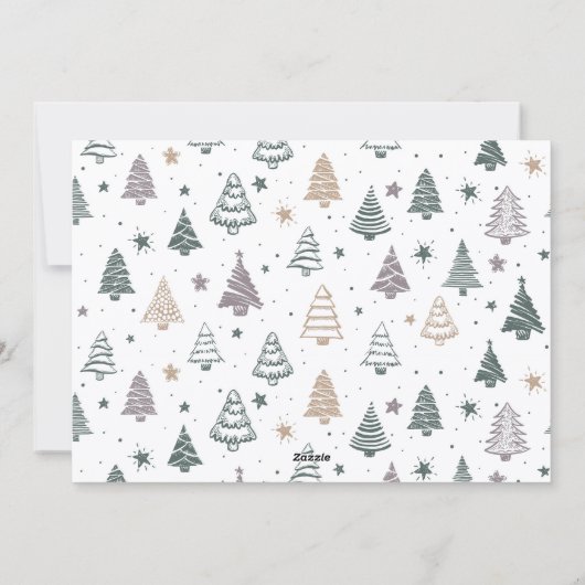 モダンなクリスマス写真コラージュ グレーグリーン シーズンカード (裏面)