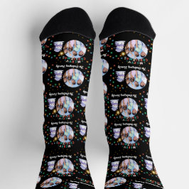 モダンなクリスマス家族スノーマン写真と名前 ソックス