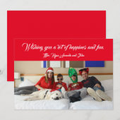 モダンなクリスマス家族写真 ホリデーレッド シーズンカード (正面/裏面)